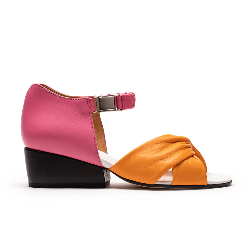 JACKIE Echinacea | Tangerine & Pink Leather Sandals