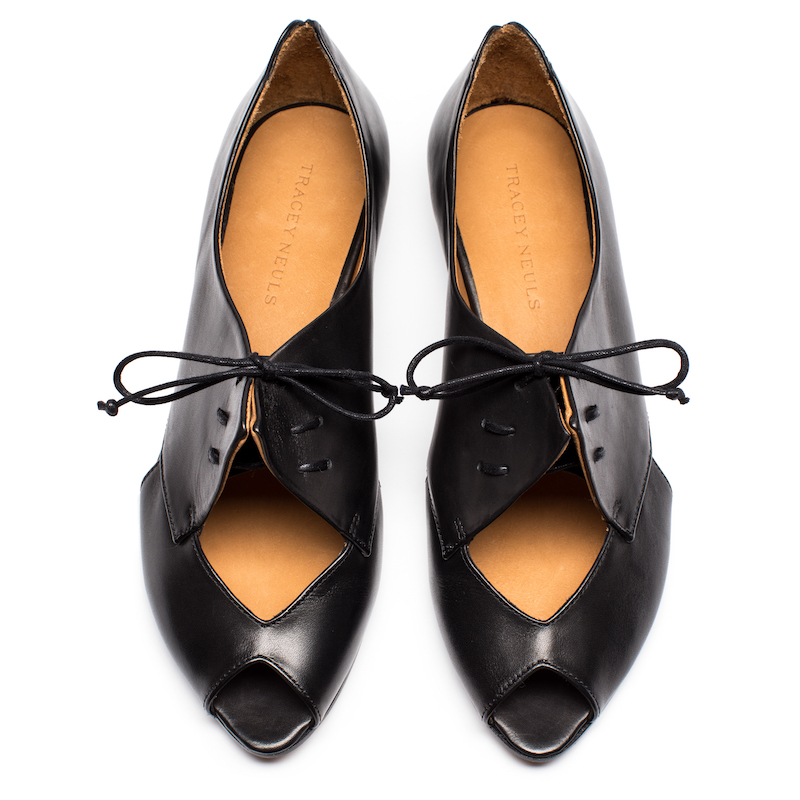 PERRY Smoke | Black Leather Flat Shoes