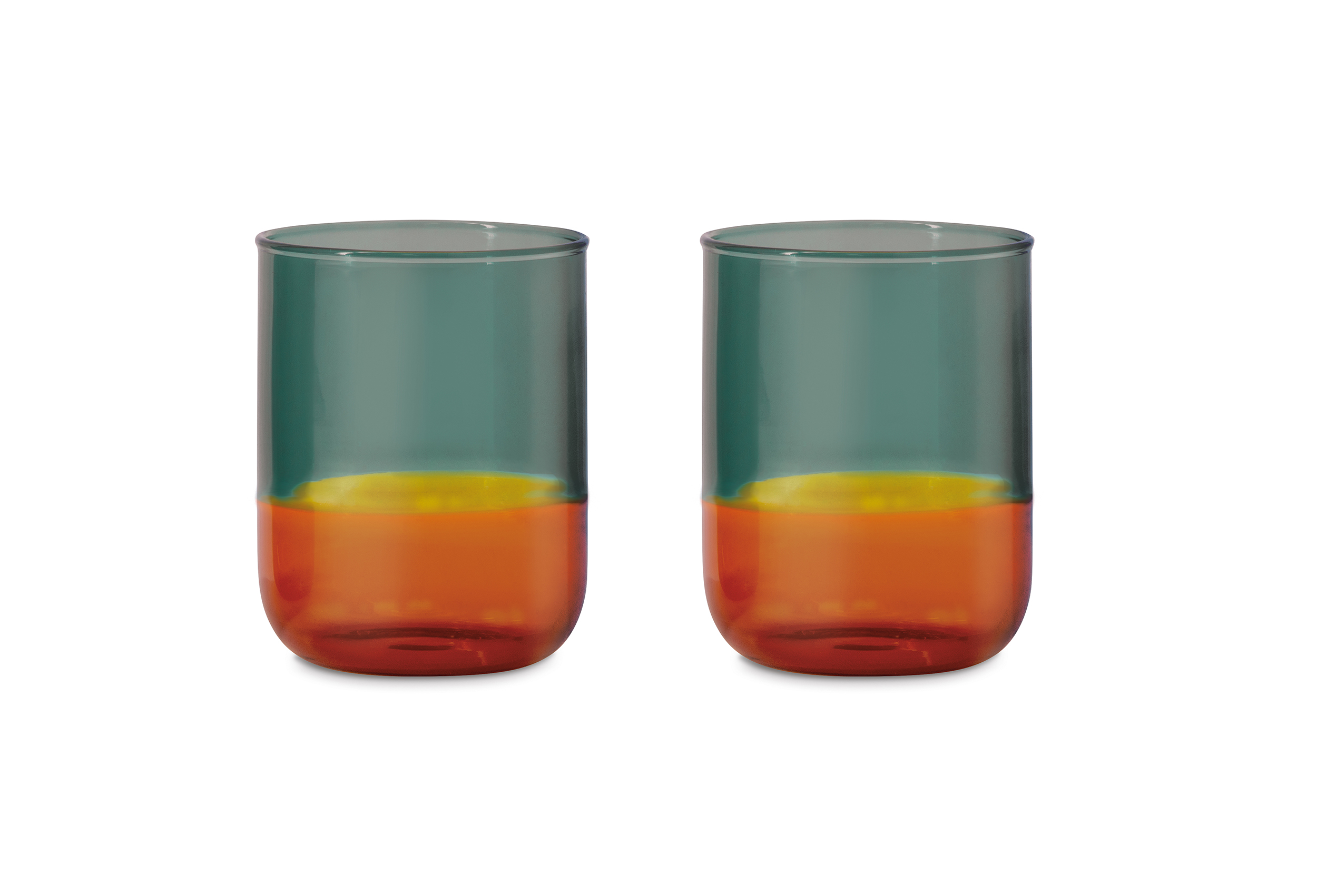 Orange/Green Drinking Glass Set of 2