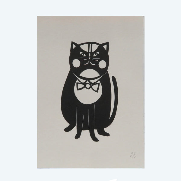 Claire Spencer Black Cat Linocut Print