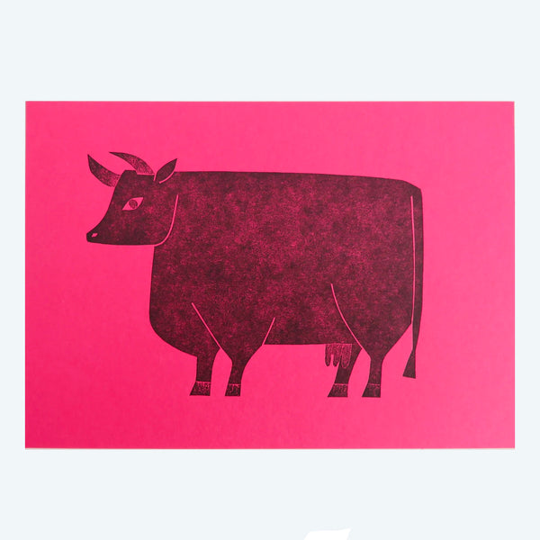 Cow Collagraph Print