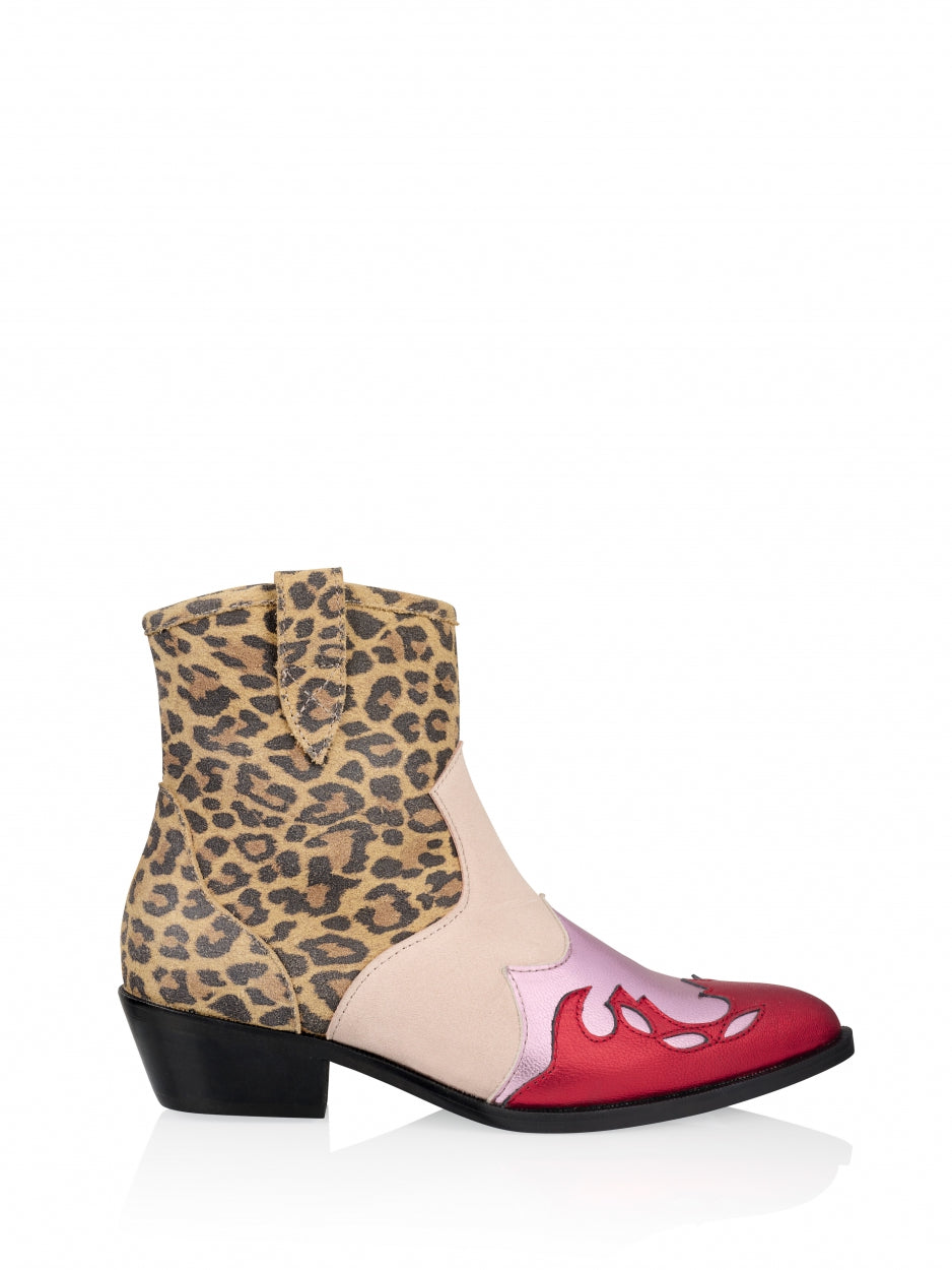 Short Red Lucca Leopard Western Boots