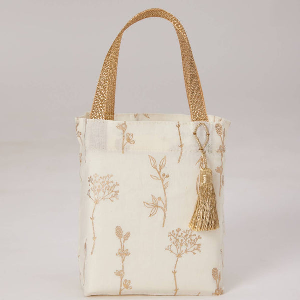 Small Wildflowers - Reusable Fabric Gift Bag Tote Style