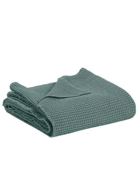 Large Maia Recycled Honeycomb Throw - Vert De Gris