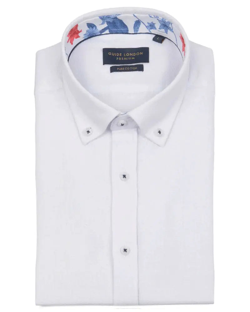 Textured Short Sleeve Shirt - White