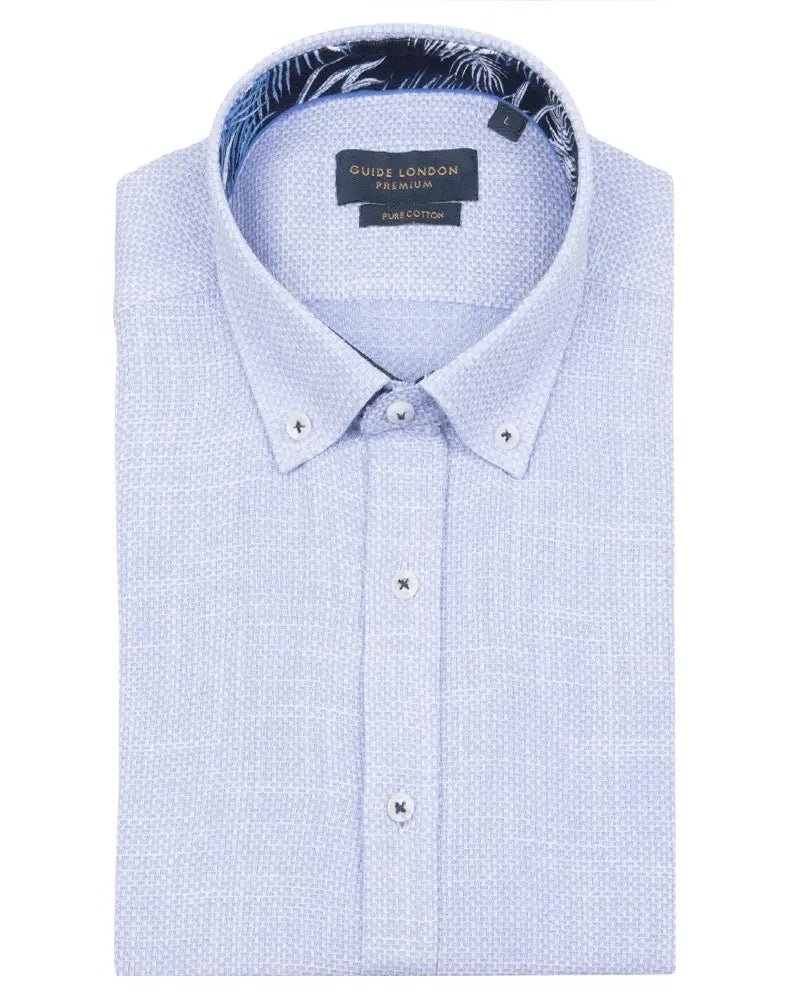 Textured Short Sleeve Shirt - Blue