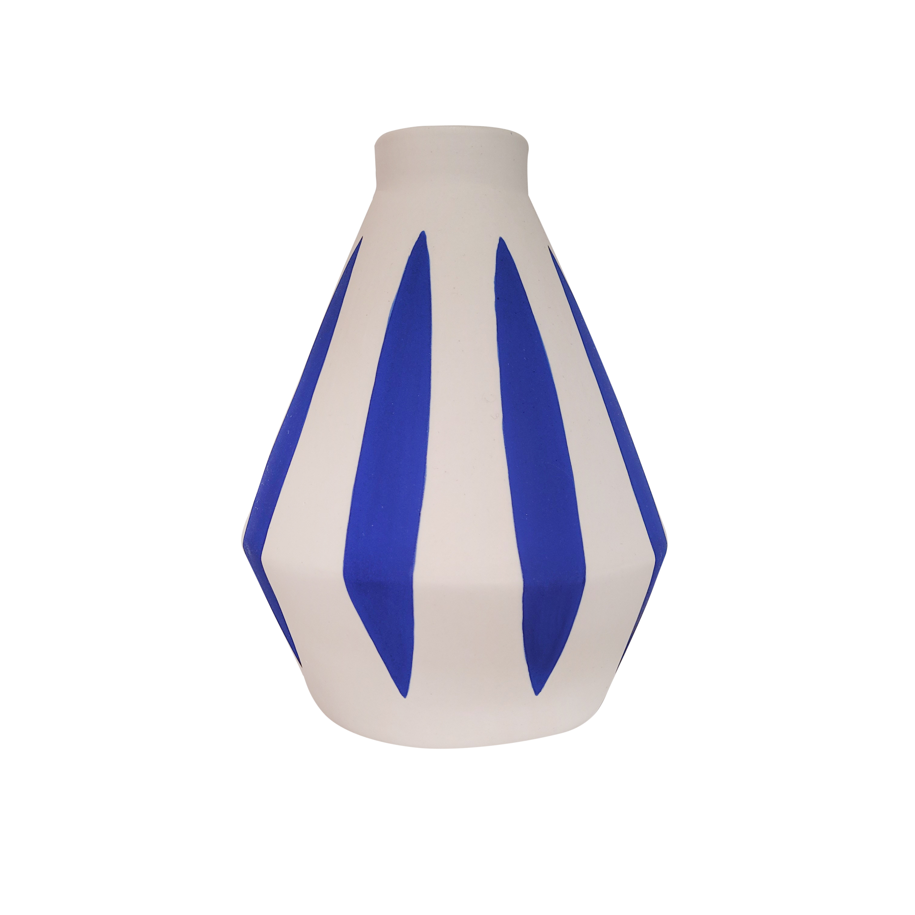 Porcelain and Blue Striped Diamond Vase