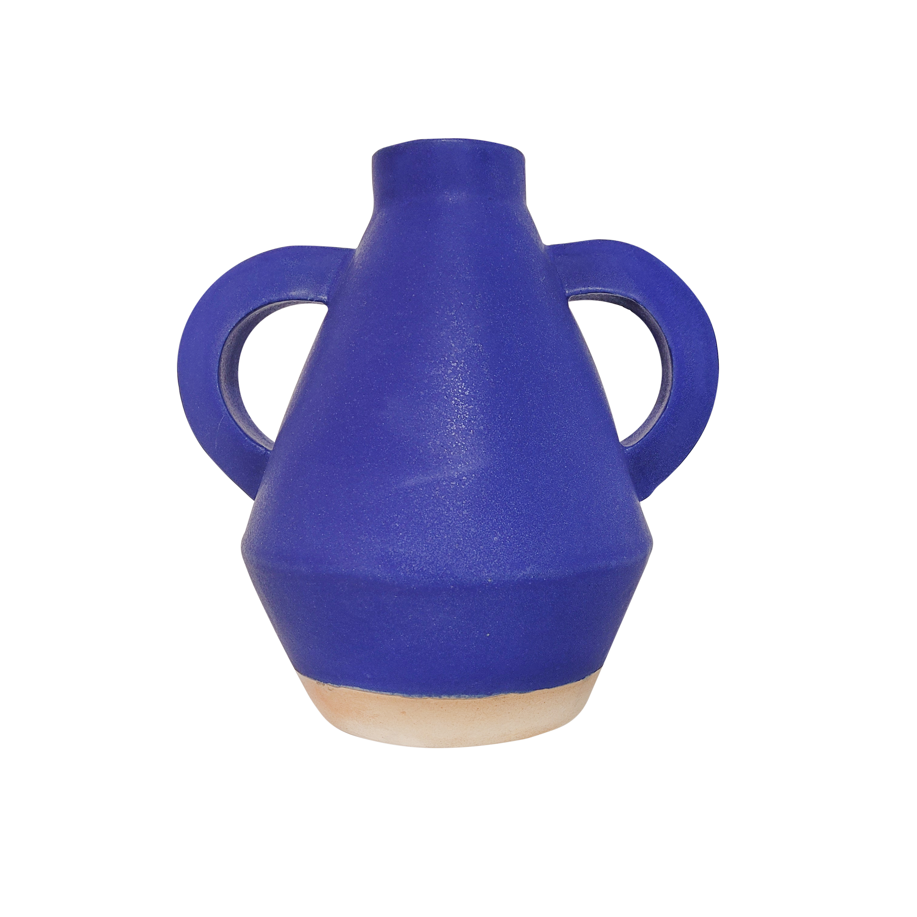 Sophie Alda Jumbo Handled Blue Diamond Vase 