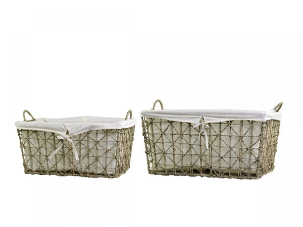 Basket With Linen Set Of 2