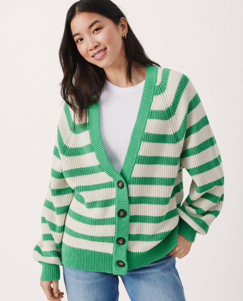 Sera Green Stripe Cardigan