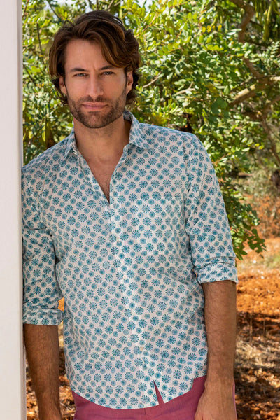 Indigo Island Men's Cotton Shirt In Milos