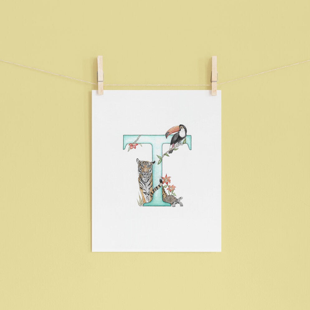 't' Letter Print - A4 - Kathryn Pow Art