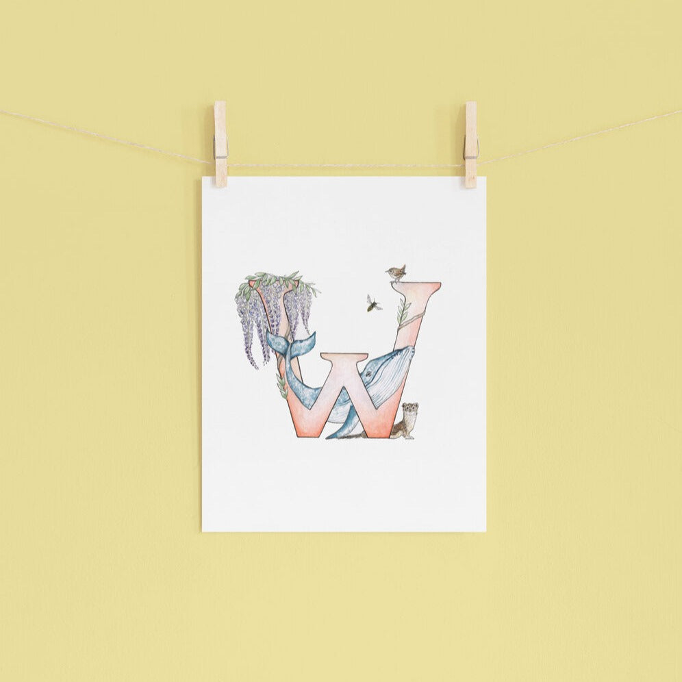 'w' Letter Print - A4 - Kathryn Pow Art