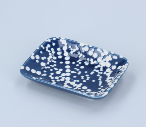 Mini Ceramic Trinket Dish Navy Spotty