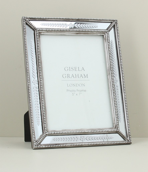 Mirrored Photo Frame Floral Leaf 5x7&quot