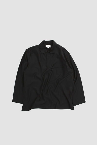 Cupro Mixed Skipper Shirt Black