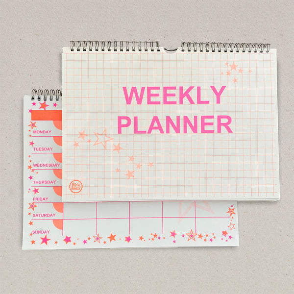 Pink and Orange Grid Weekly Planner