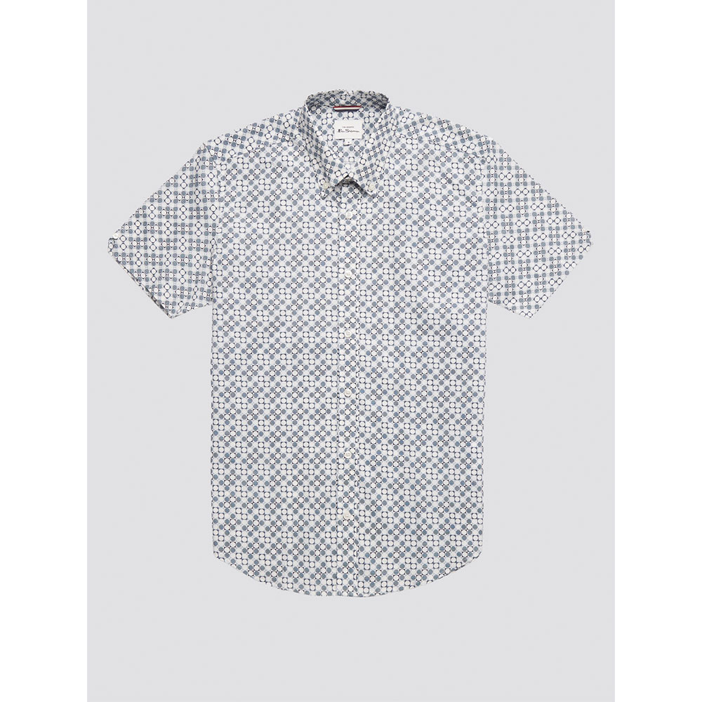 Short Sleeve Shirt mod geo print - Light blue