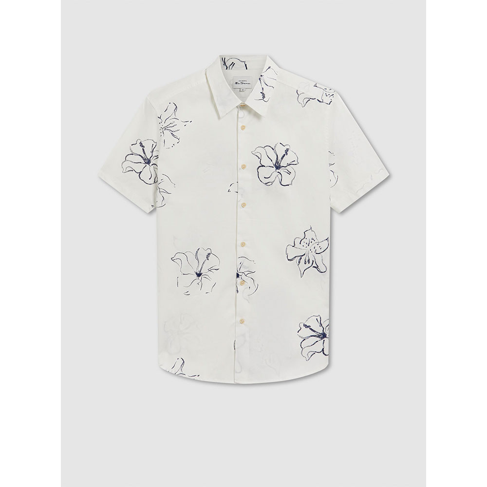 Short Sleeve Shirt floral print - White