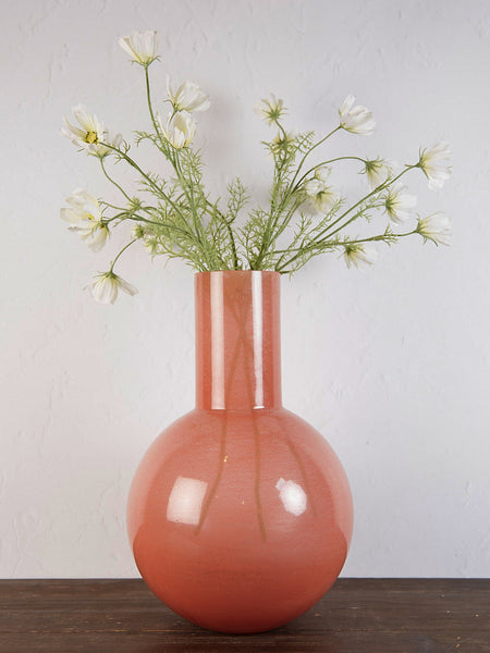 Coral Hand Blown Ball Base Glass Vase