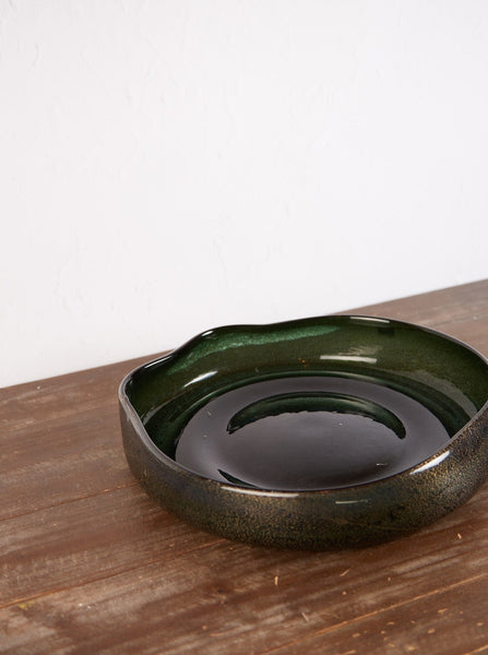 Green Glass Organic Shaped Bowl