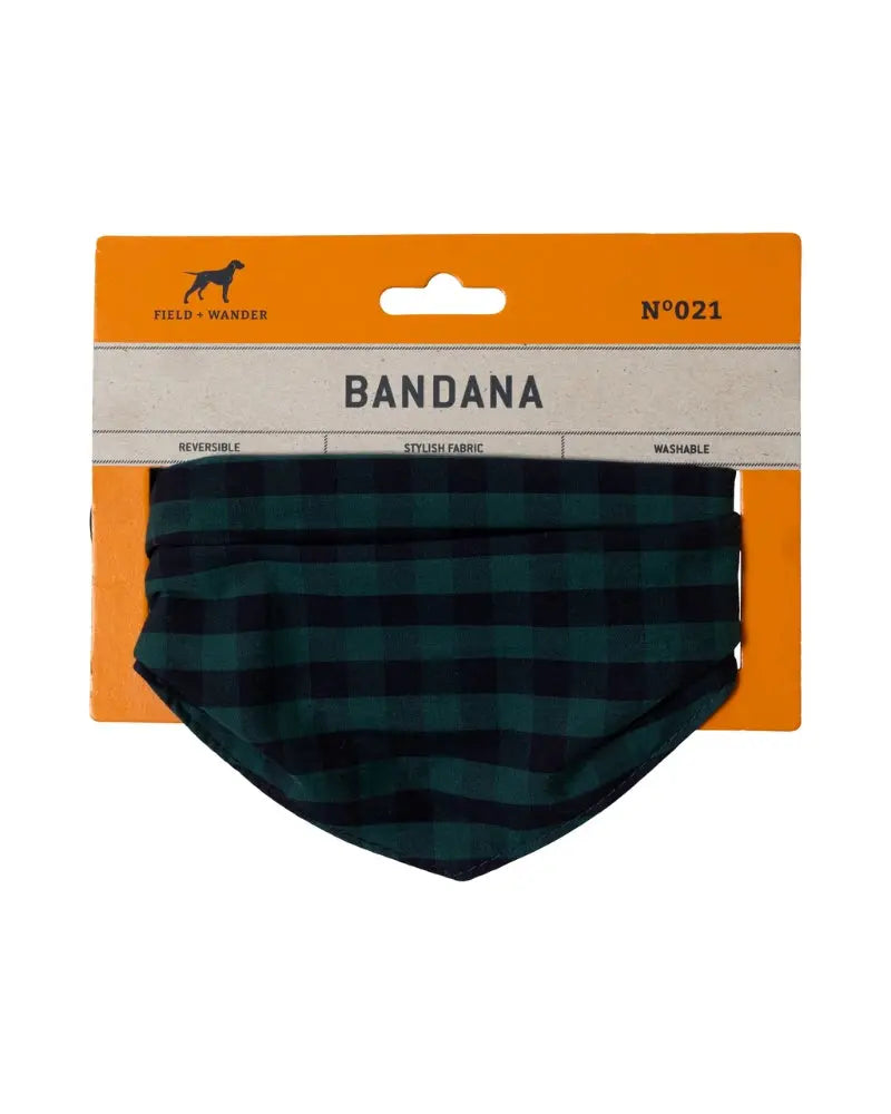 Field + Wander Gingham Check Dog Bandana - Green/navy