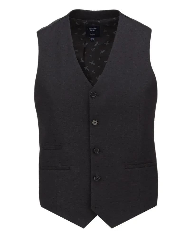 Fratelli Textured Suit Waistcoat - Black