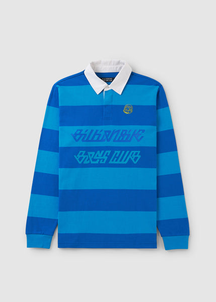 Mens Striped Rugby Shirt In Blue Stripe