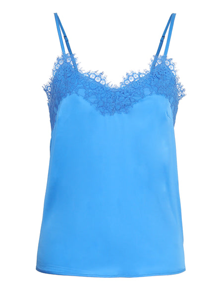 Silk Strap Top In Malibu Blue