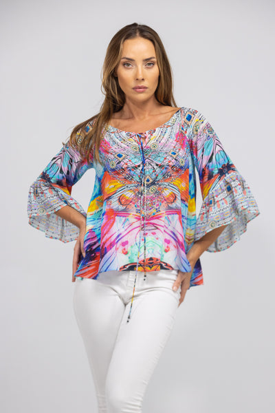 Inoa Boho Crystals With Canberra Print Top