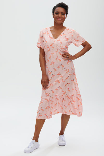 Mika Dress In Flamingo Flock