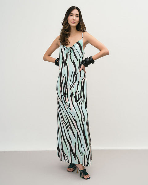 ACCESS FASHION Maxi Cowl Zebra Dress