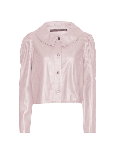 Pale Pink Heal Leather Shirt Jacket