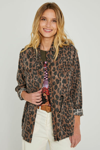 Leopard print utility jacket sale