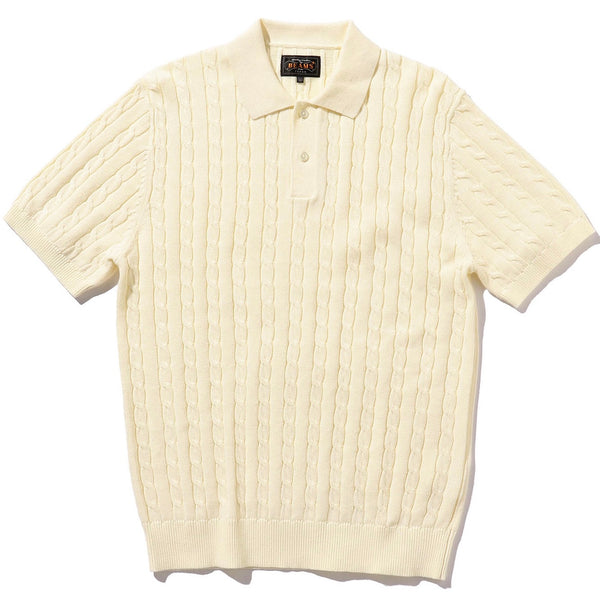 Knit Polo Cable White