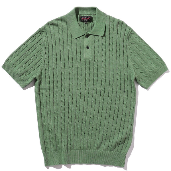 Knit Polo Cable Green