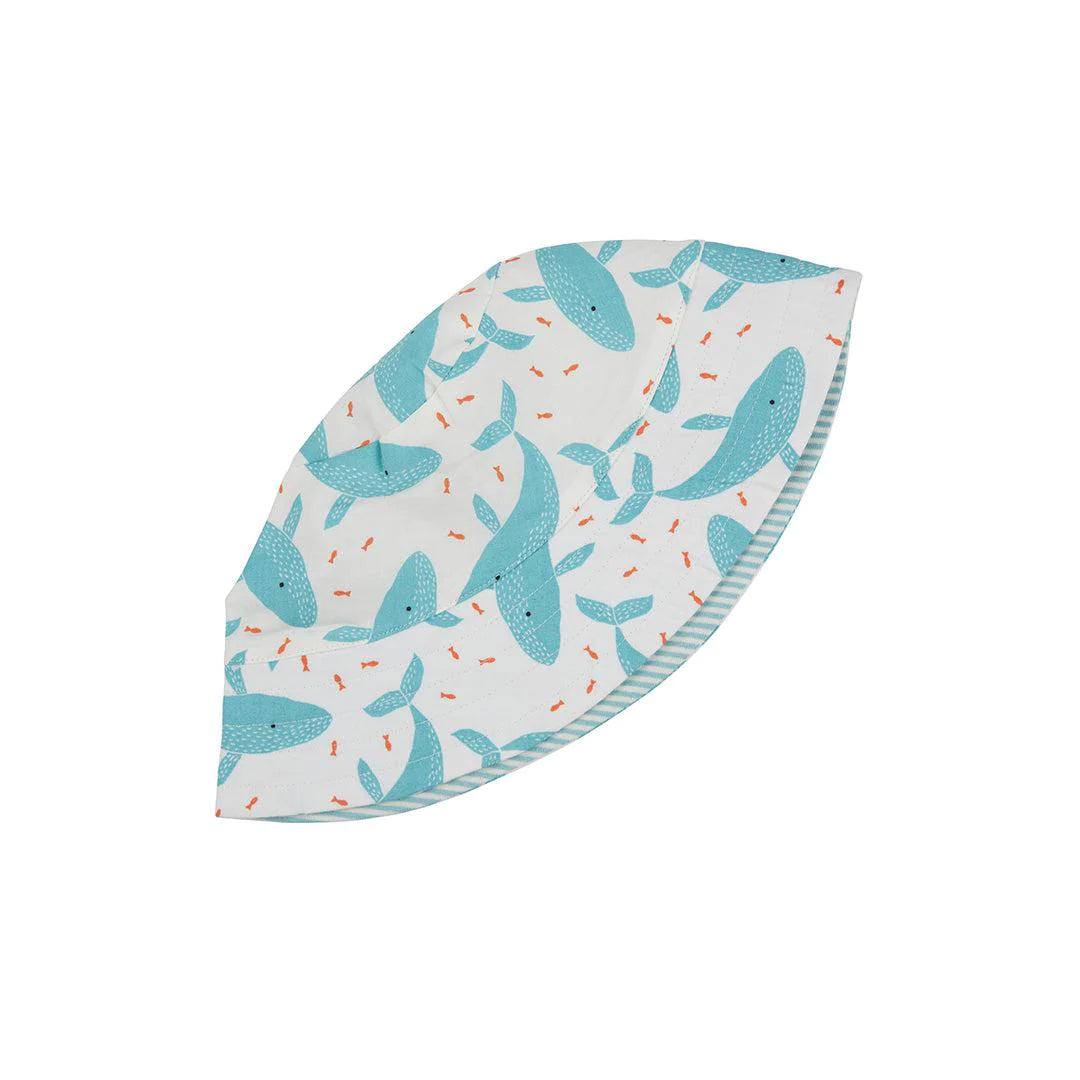 Reversible Sun Hat Whales - Turquoise