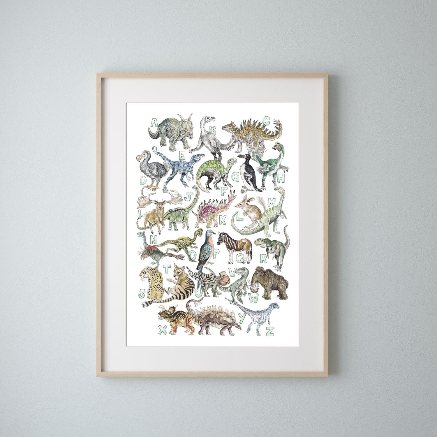 The 'don't Forget Me' Dinosaur Alphabet Print - A4 Mounted