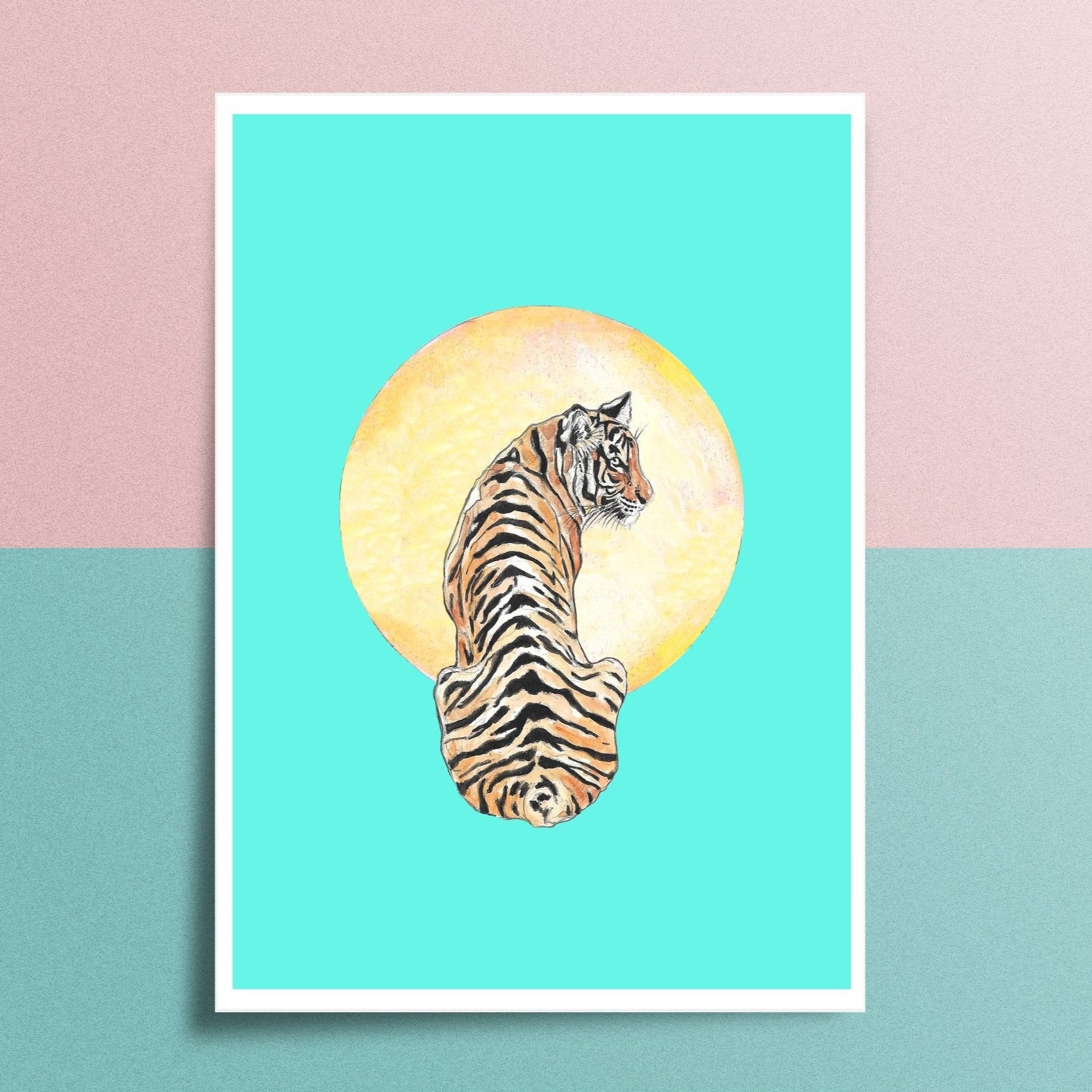 Aqua Glancing Tiger' Print - A5