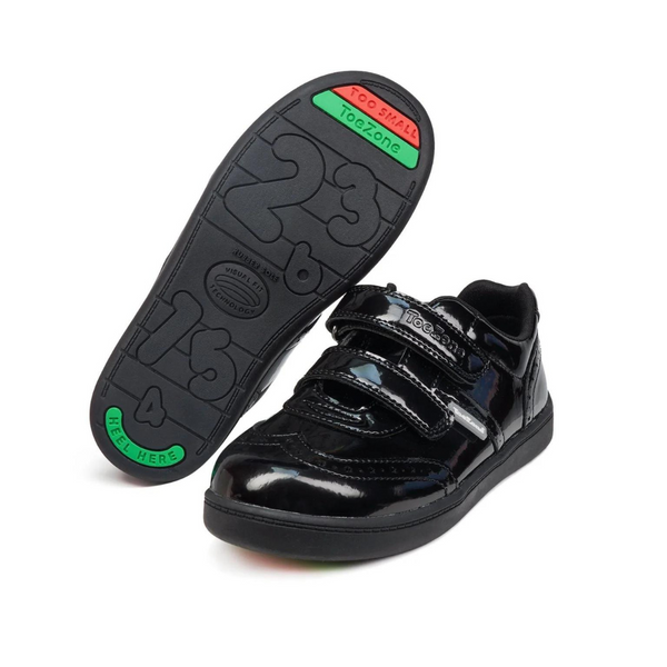 : Gina Brogue Velcro - Black Patent