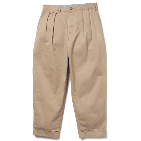 2 Pleats Twill Cotton Pants Khaki