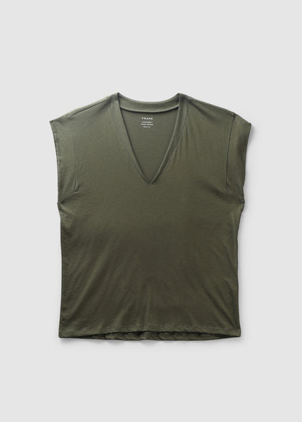 Womens Le Mid Rise V Neck T Shirt In Fatigue