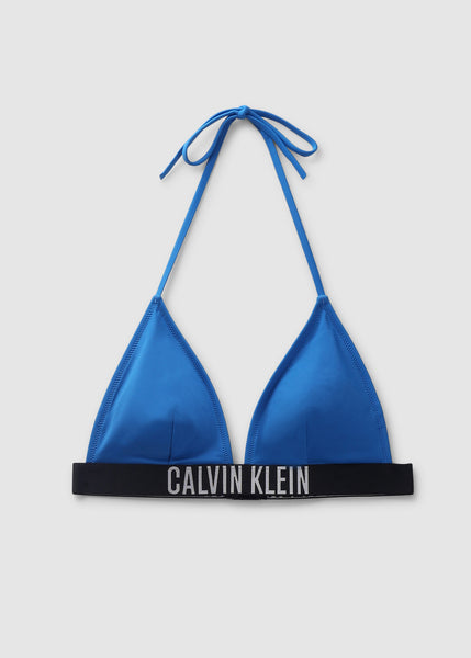 Womens Logo Tape Triangle String Bikini Top In Dynamic Blue