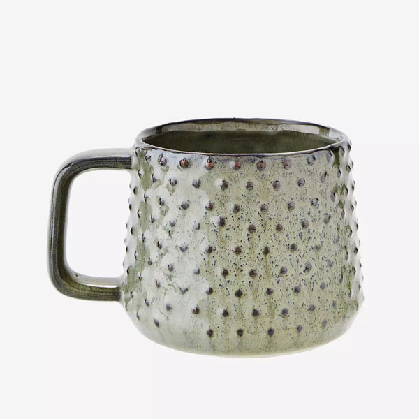 Green Stoneware Mug With Dots