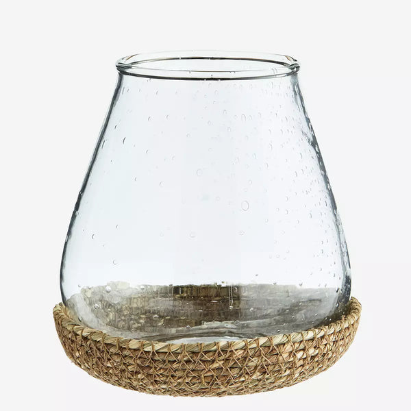 Large Glass Votive With Jute Tray