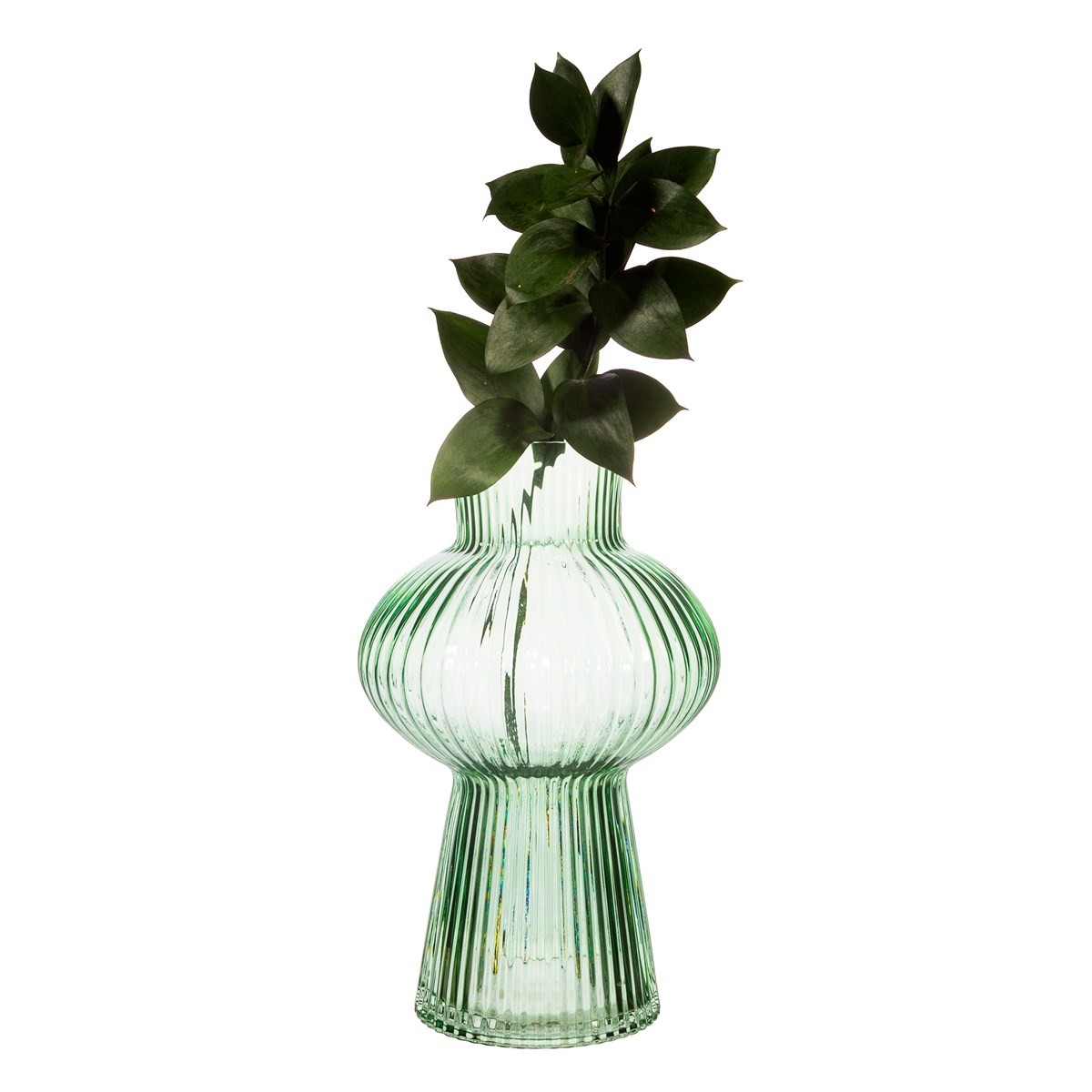 Sass & Belle  Vase En Verre Cannelé Vert