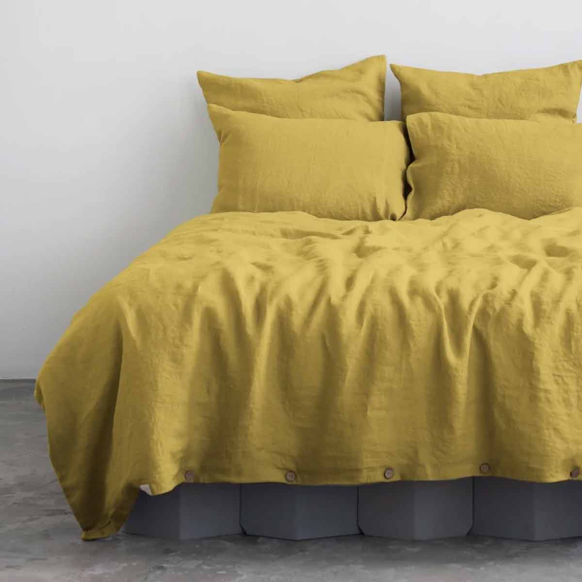 Linen bed linen set lemon curry