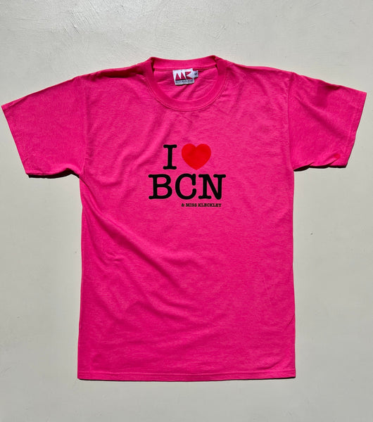 I Love Bcn Pink Tshirt Unisex