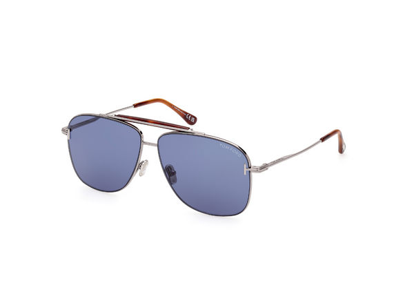 Silver & Blue Jaden Metal Aviator Sunglasses