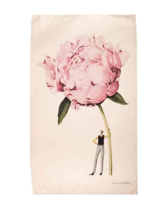 Laura Stoddart Pink Peony Tea Towel